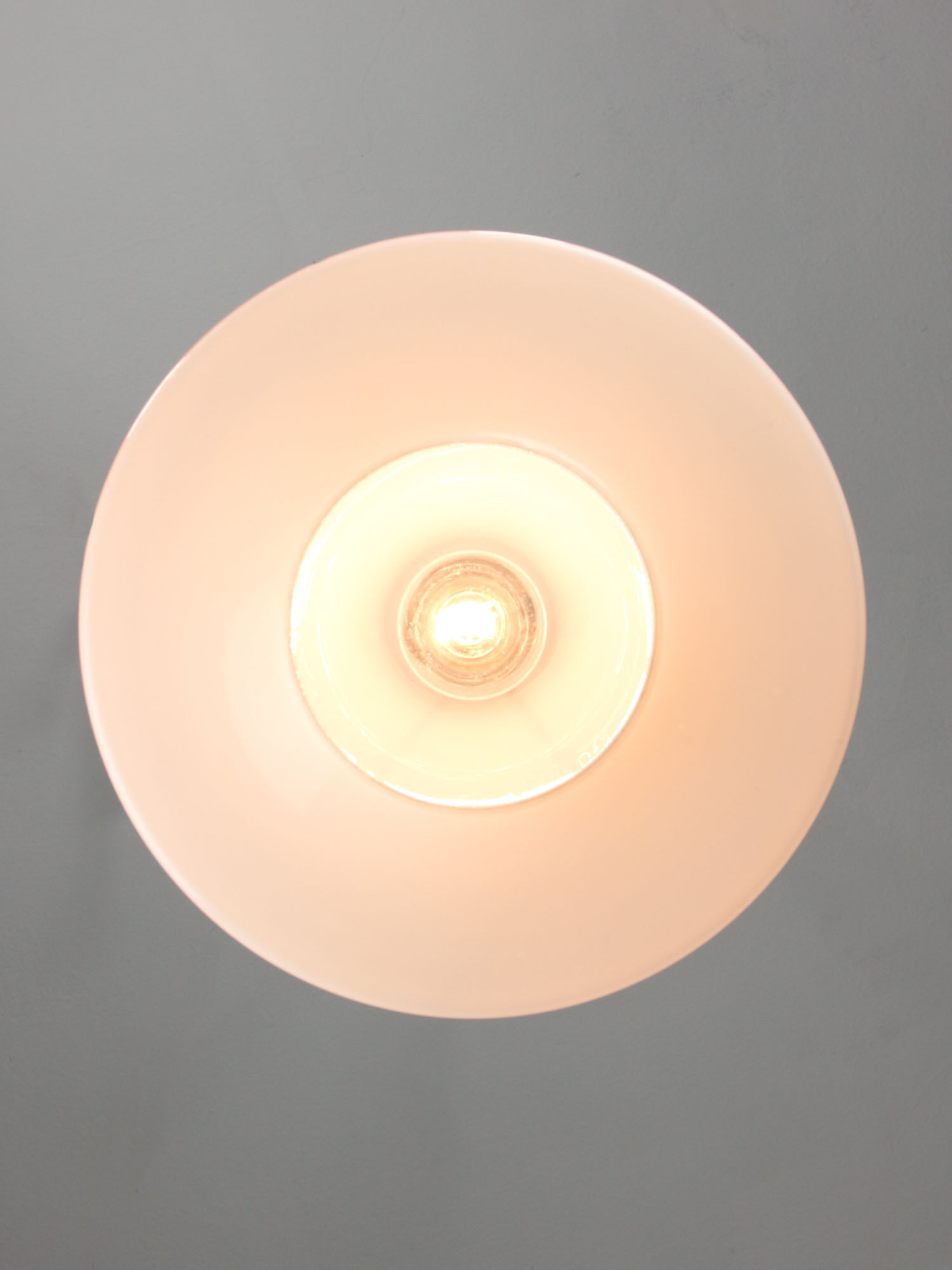 Mid-century Italian White Glass and Brass Pendant Lamp