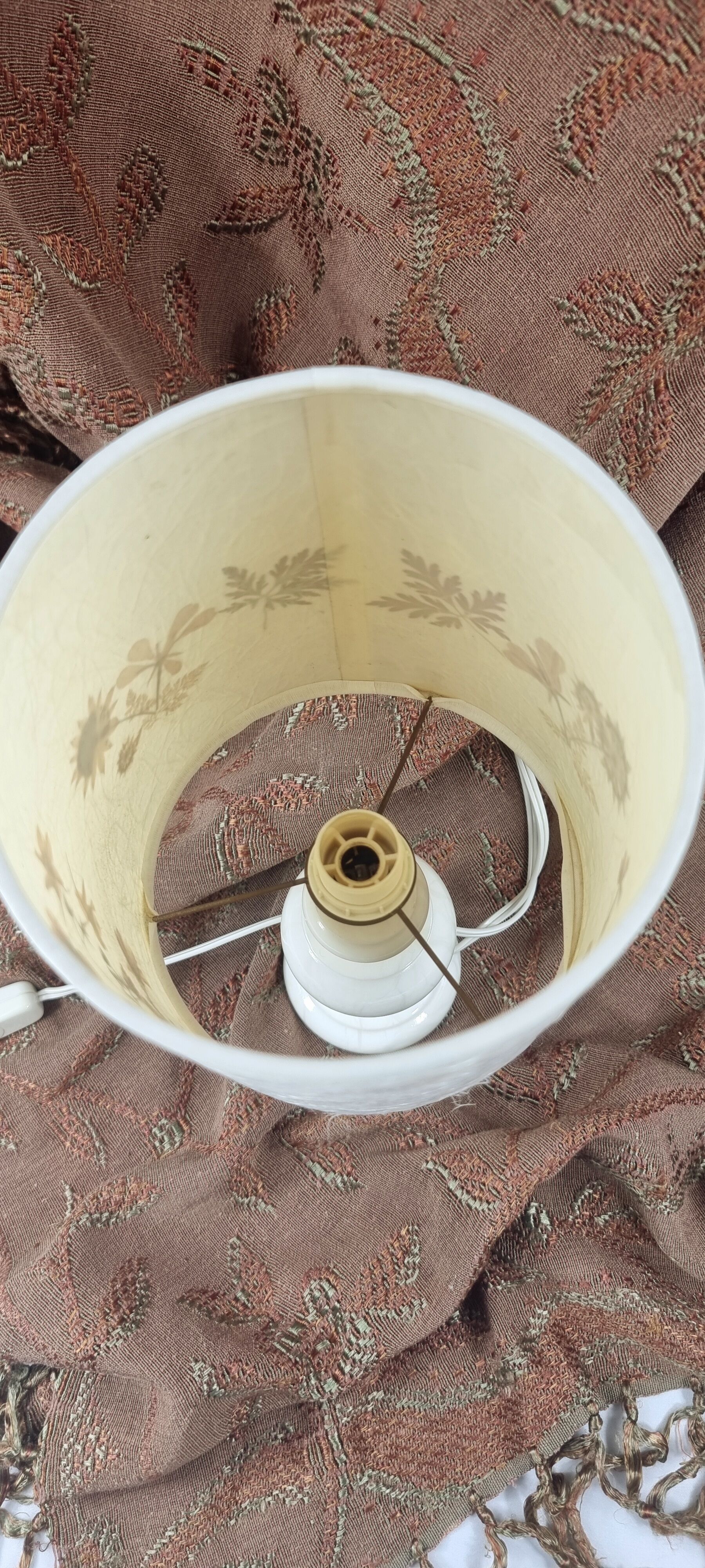Vintage lamp alabaster foot lampshade vellum dried flowers