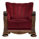 1950s, Danish relax armchair, furniture velour, carved oak wood.