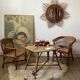 Children's armchair rattan / vintage blue