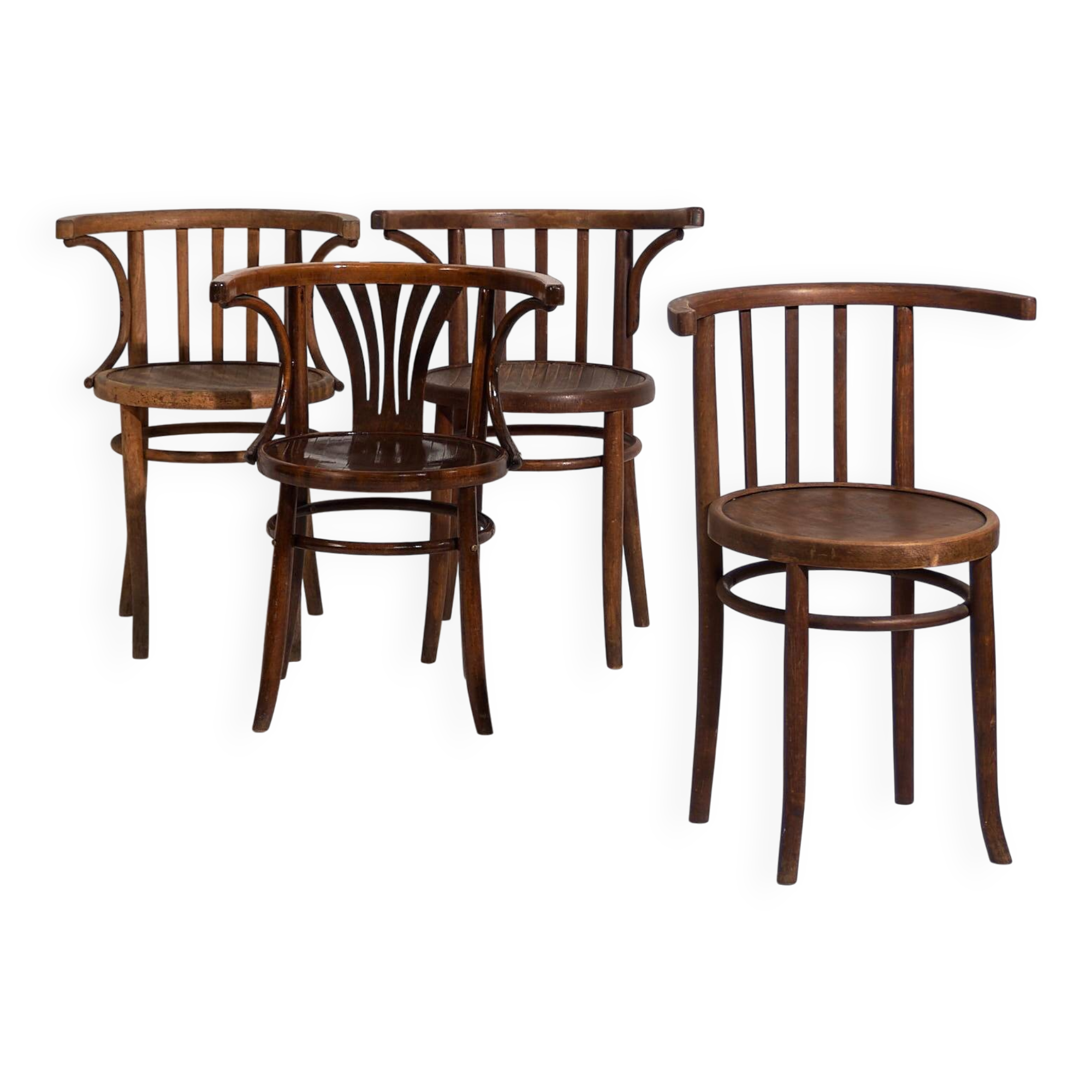 Antique armchairs with armrests (circa 1920). Set of 4 pieces no. 3