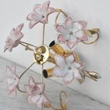 Set of 2 Charming Murano Vintage Ceiling Light Pink Flowers, 1970s