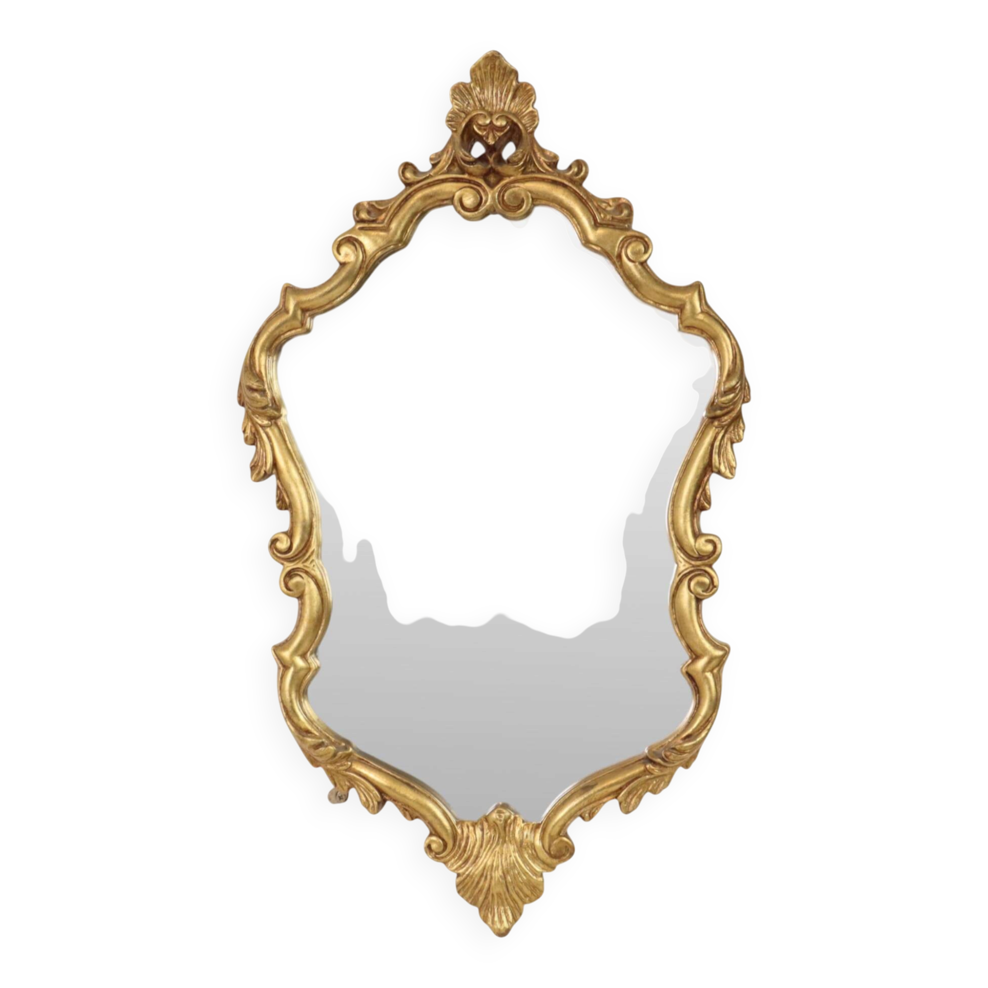 Miroir classique à crête dorée, style baroque français, 74 cm