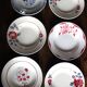 6 mismatched deep plates red blue Art Deco Badonviller Digoin