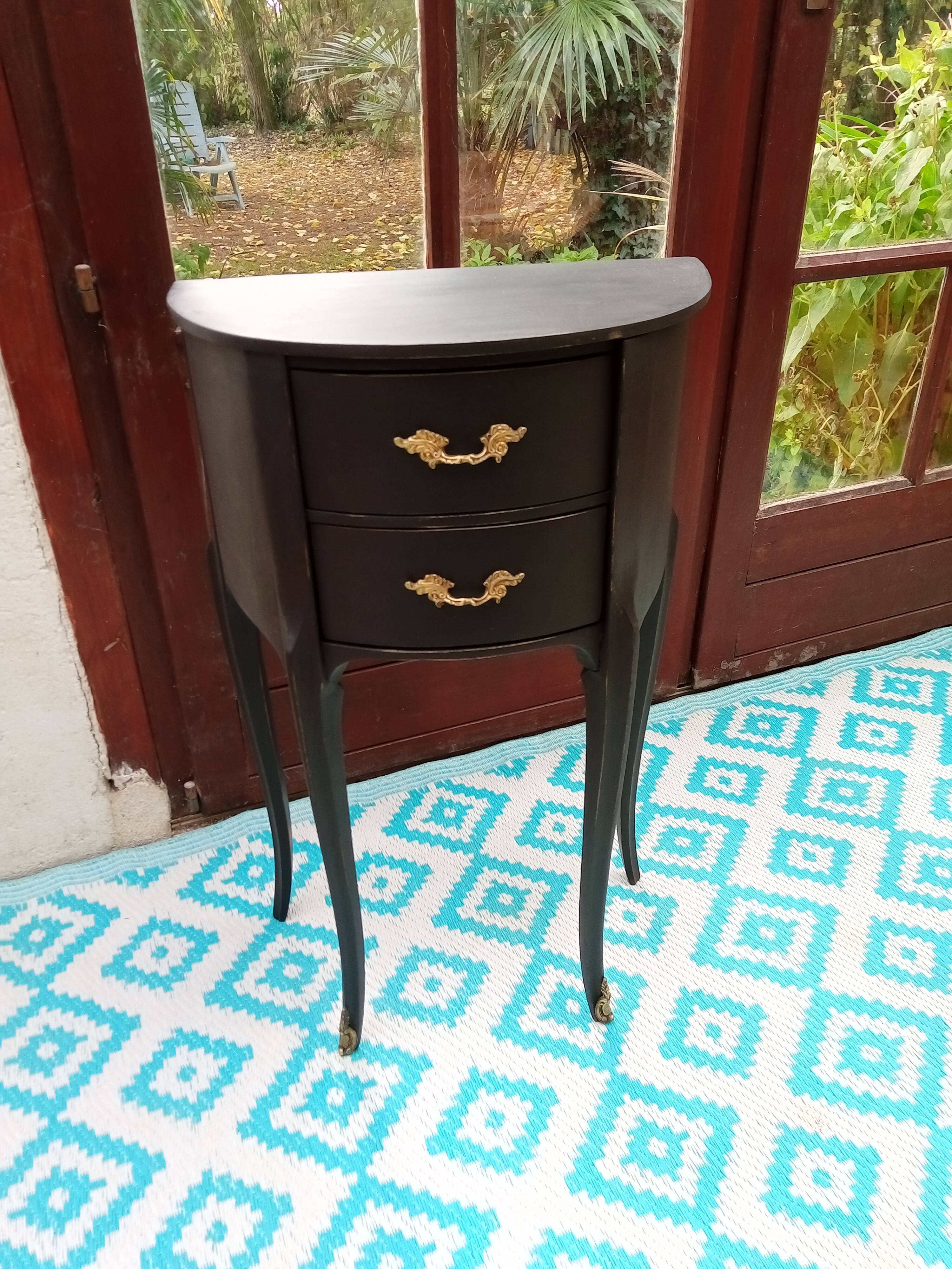 Black patina bedside table