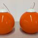 Pair of orange opaline ball pendant lights from the 60s/70s