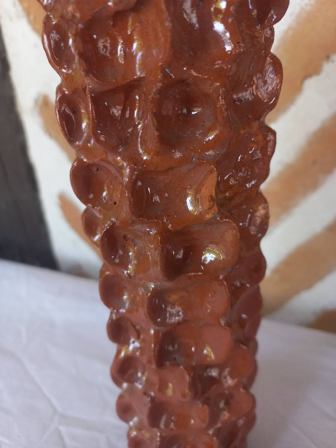 Enamelled earthenware vase