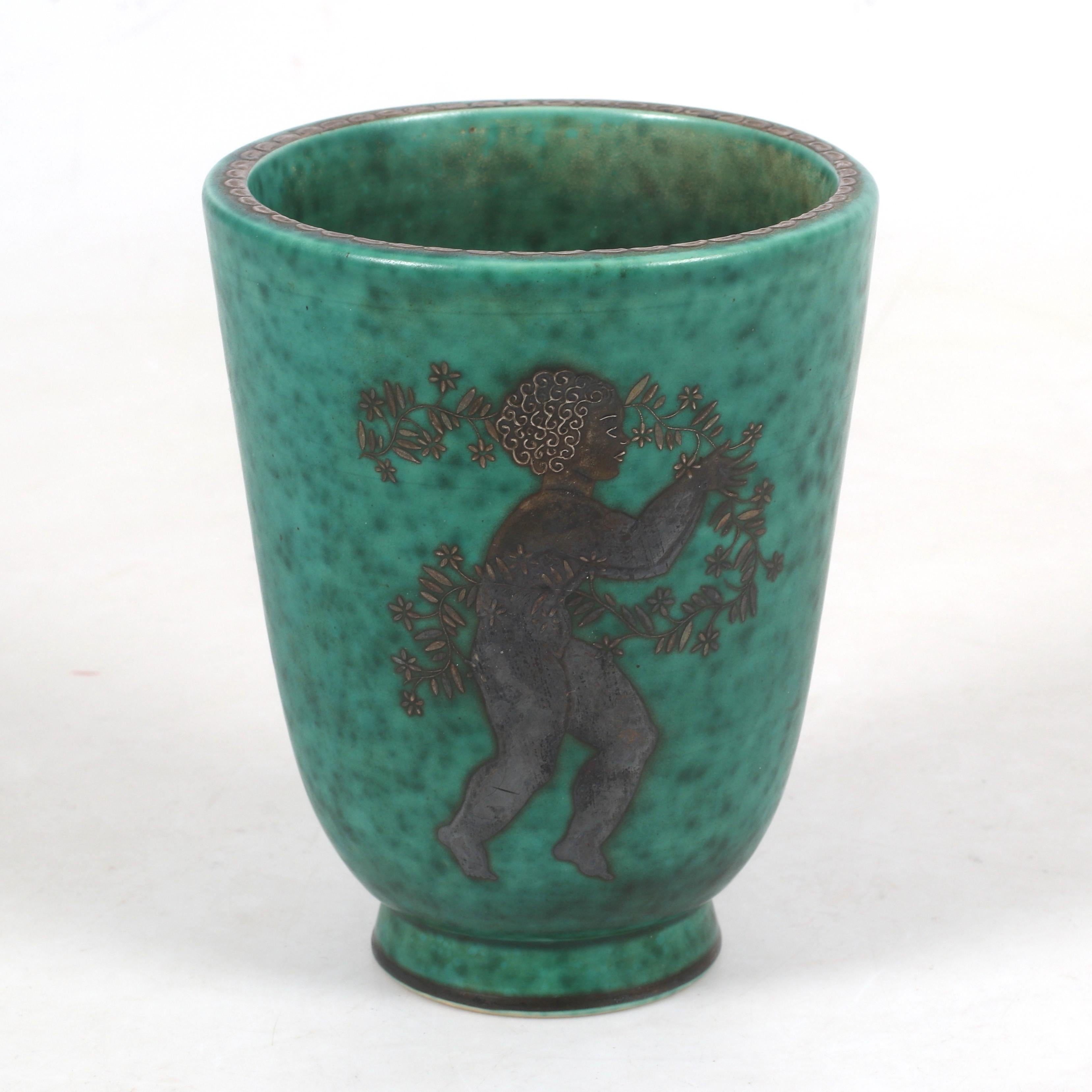 Vase Wilhelm Kage 'argenta' pour Gustavsberg Suède 1950