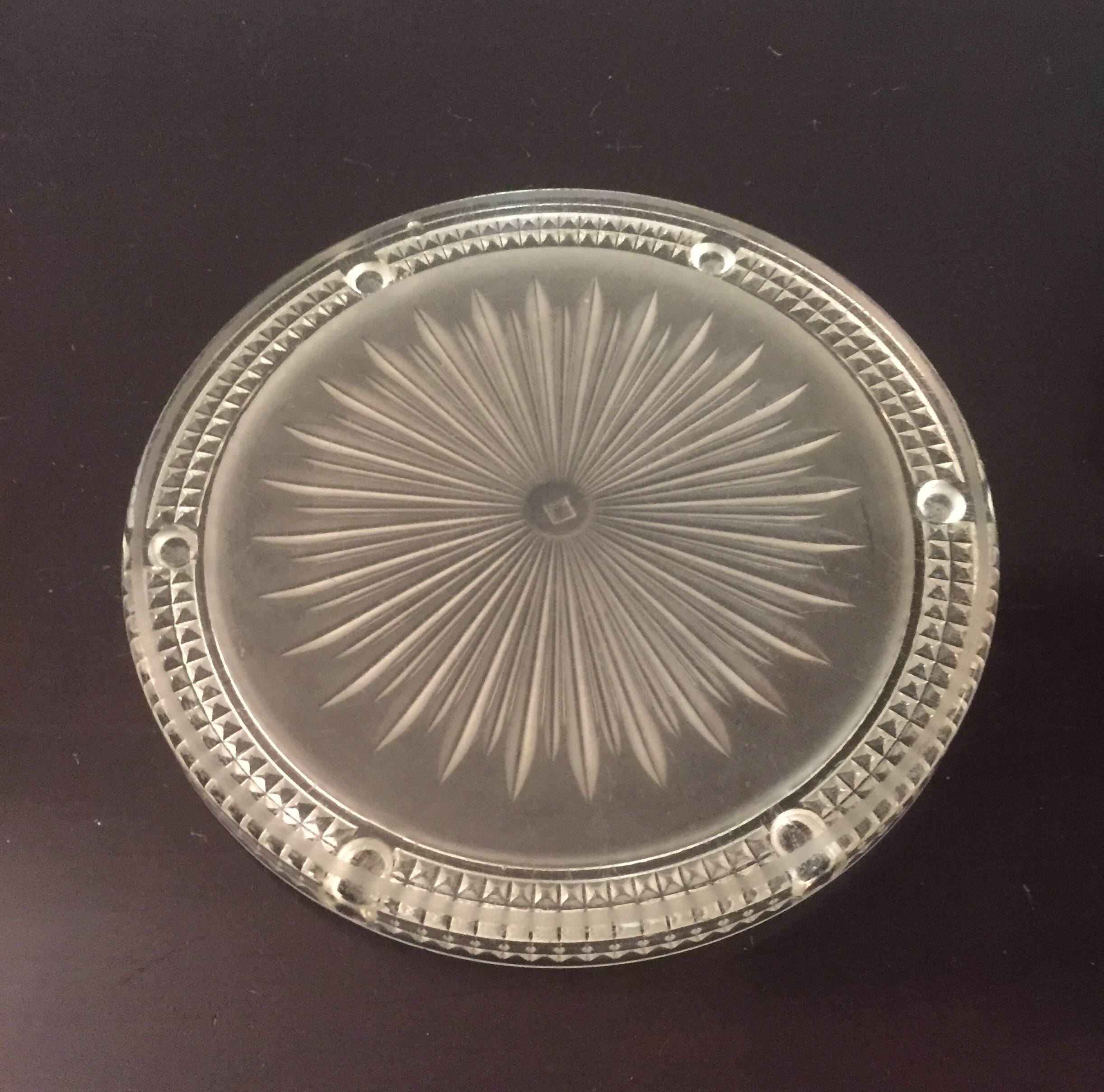 Opalescent molded pressed glass coaster - diameter 23cm - art deco. vintage -