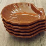 Set of 5 French Vintage Emile Henry Brown Coquille St Jacques Dishes 5193