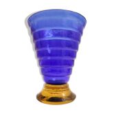 Vase en verre de Murano bleu et jaune par Cá dei Vetrai, Murano, Italie