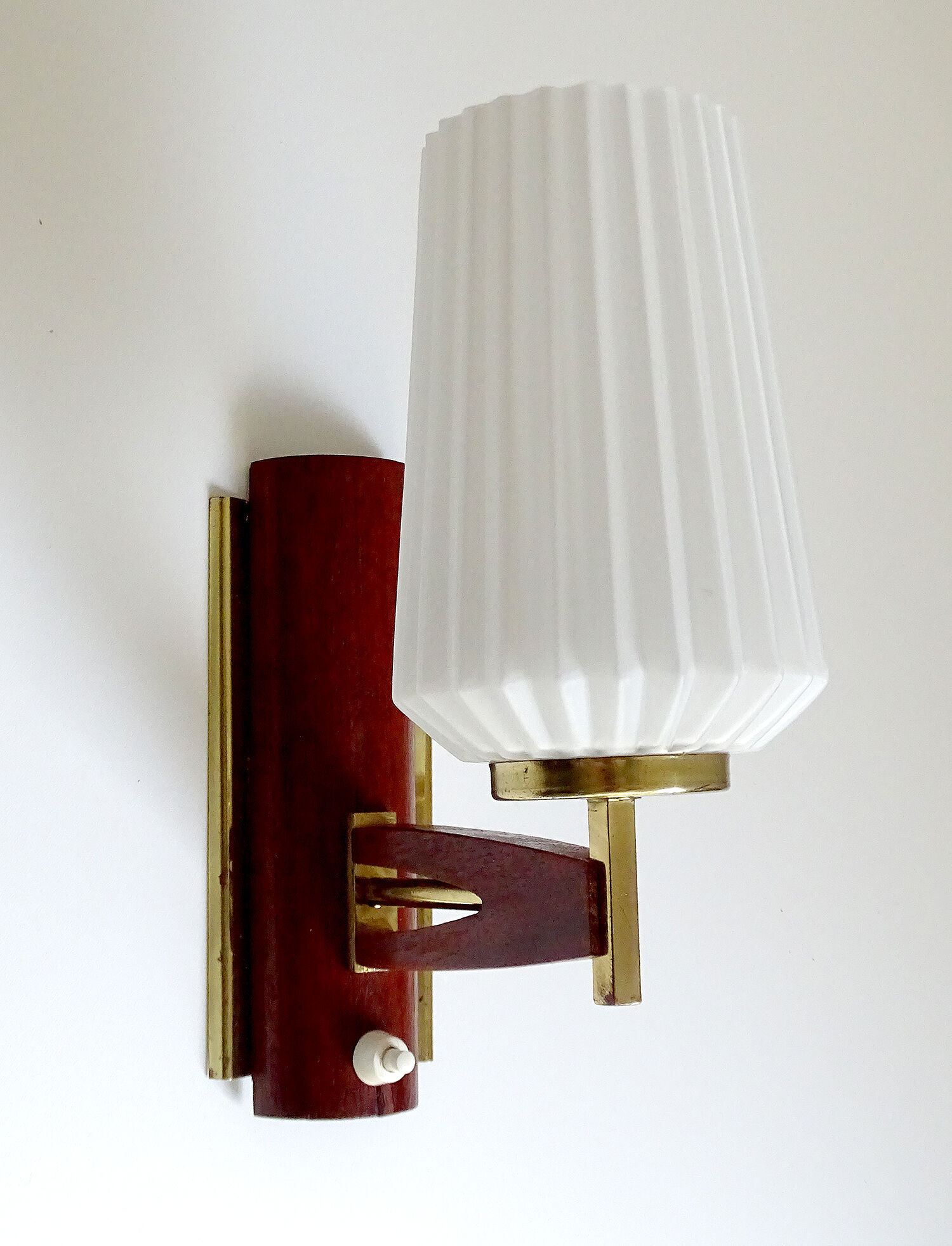 Scandinavian vintage aplique, 60s, teak glass brass