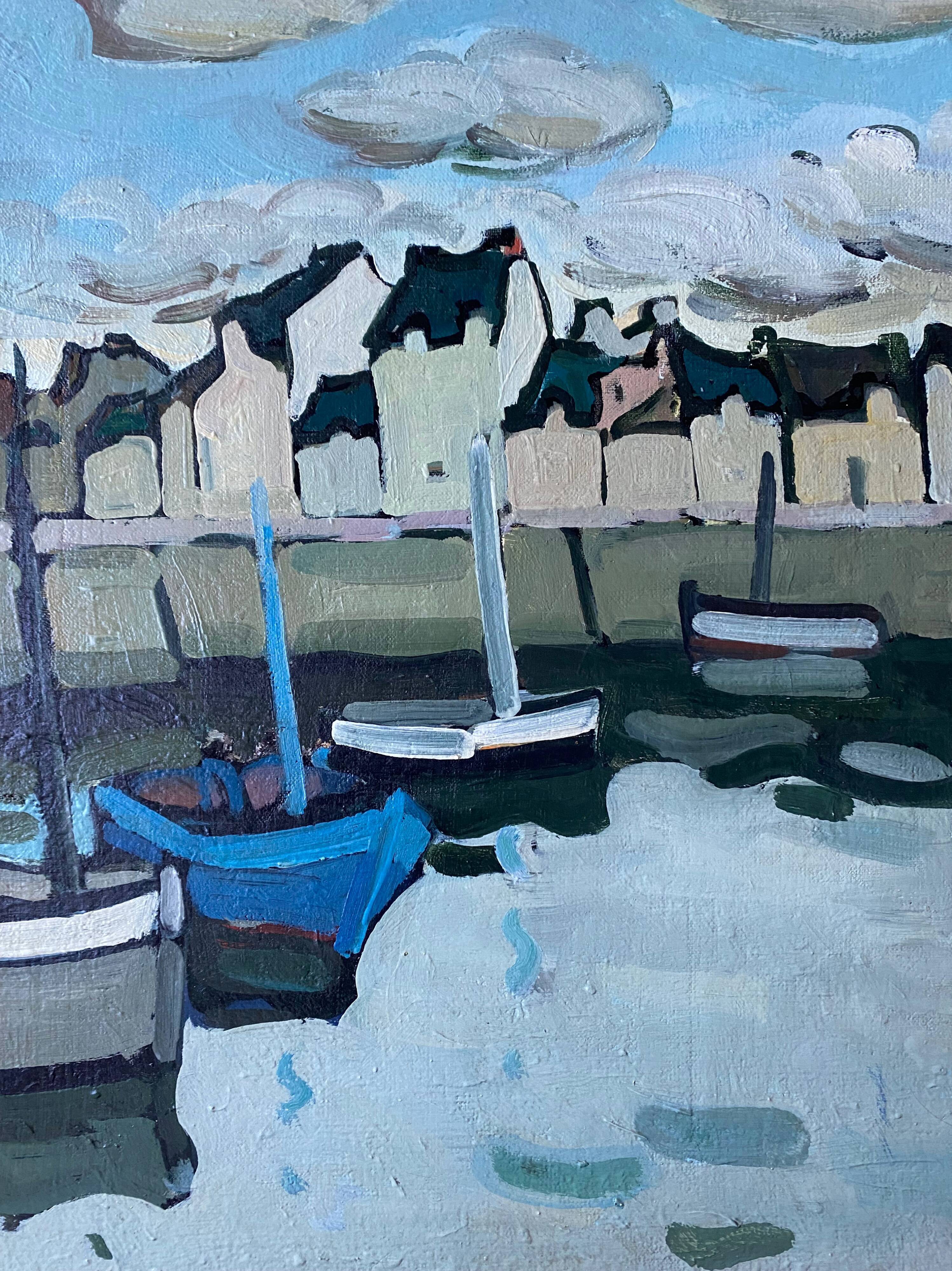 HST painting "Port of Cherbourg" Marine Normandy / Brittany by Robert Leboucher