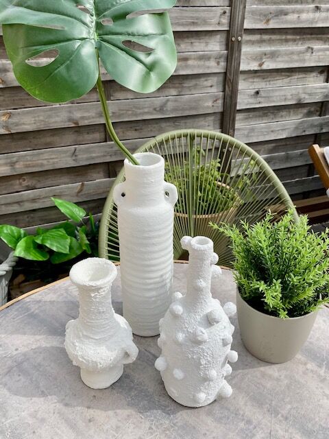 Lot de 3 vases vintage blanchis