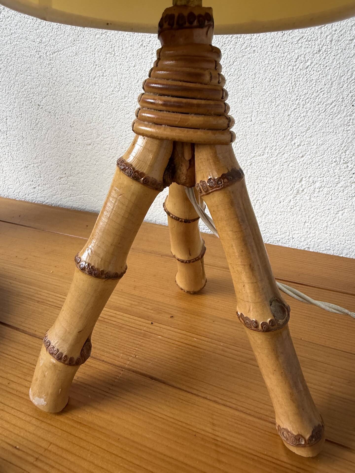 1960s rattan desk or table lamp
