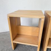 Paire tabourets ou chevets pin mobilier montagne 1950