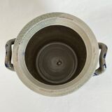 Salt glazed stoneware pot, cobalt oxide decoration