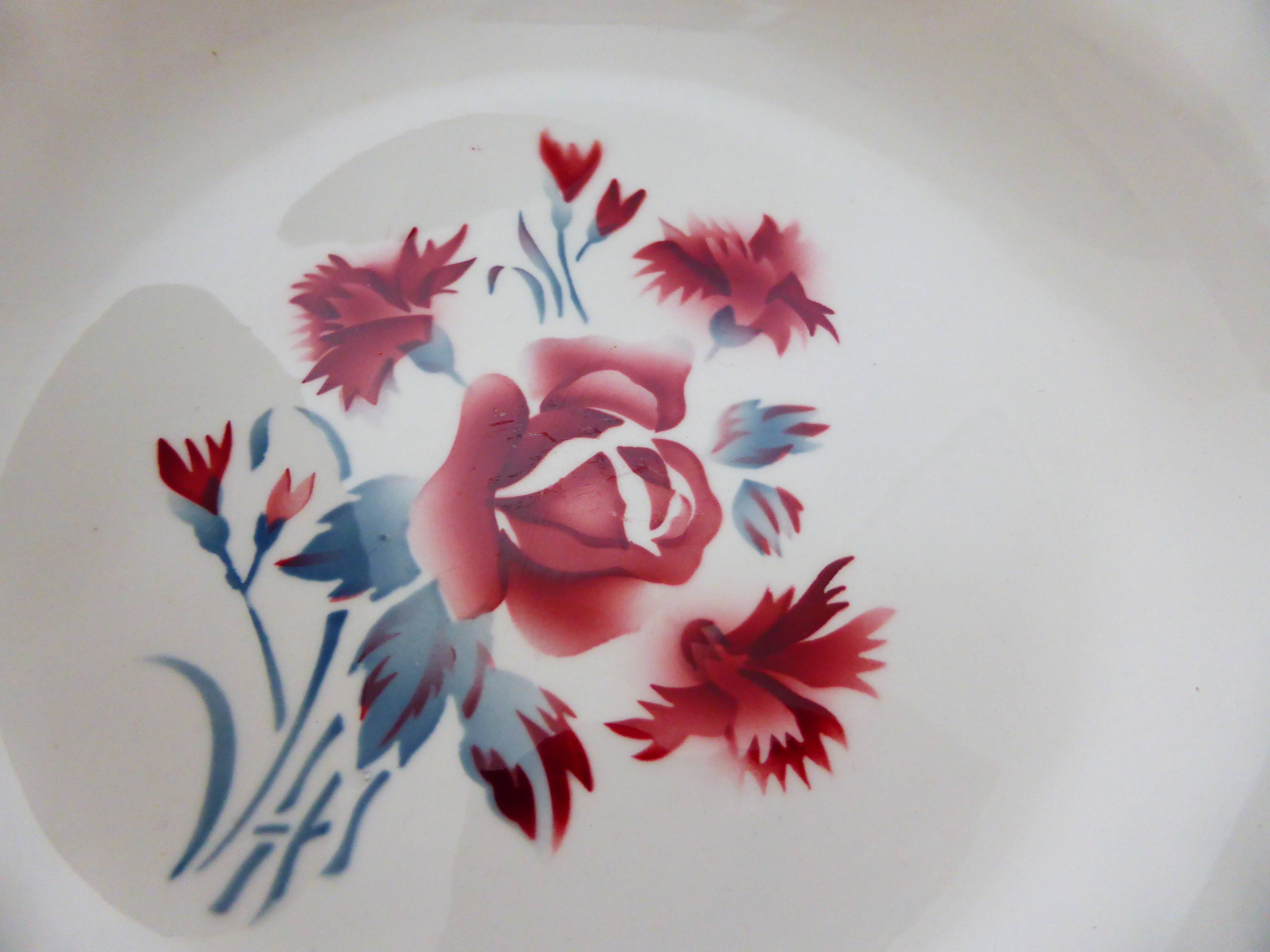 6 vintage Digoin Sarreguemines soup plates, Nina Rosa model