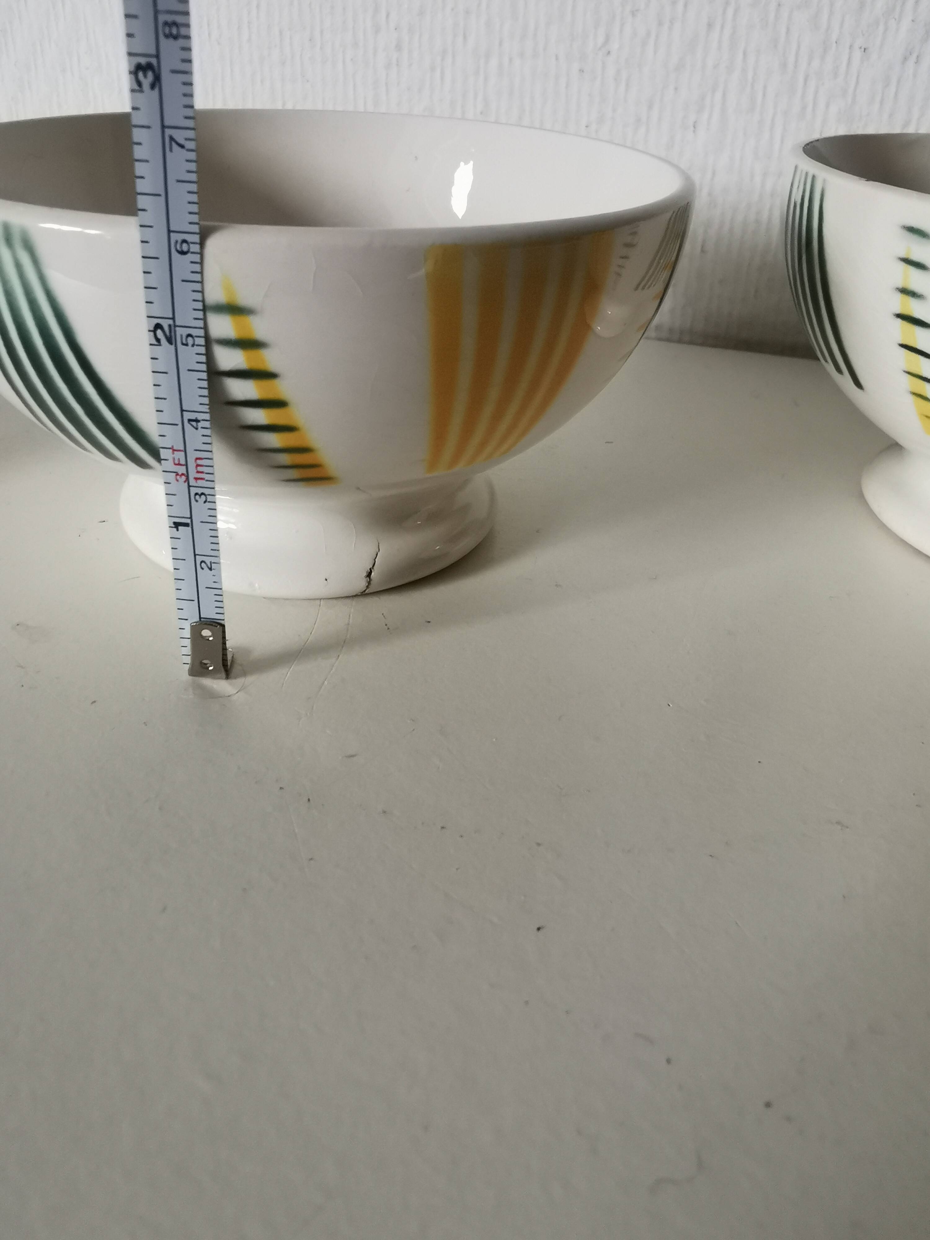 set of three small white, green and yellow bowls and Sarreguemines