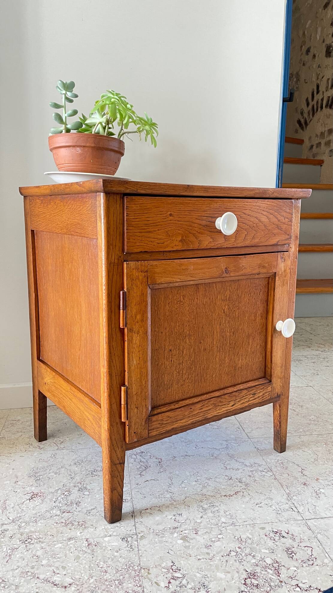 Oak bedside table from the 1950s