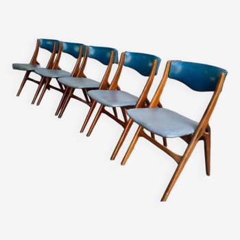 Suite of 5 vintage chairs: louis van teeffelen for webé