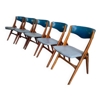 Suite de 5 chaises vintage : louis van teeffelen pour wébé