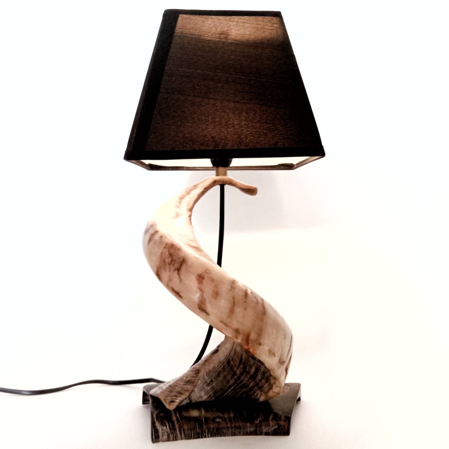 Brutalist spiral lamp from the 1960s, a curiosity object made of horn