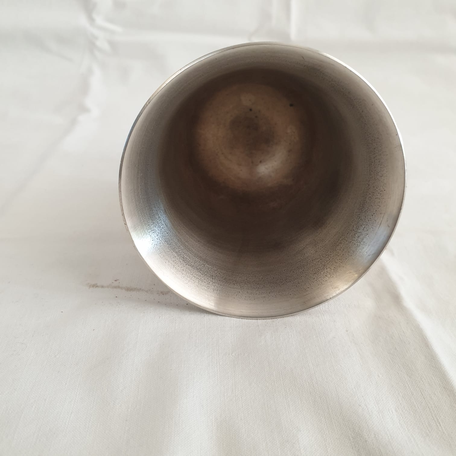 Pair of silver metal timpani