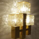Wall lamp vintage kalmar austria, brass & glass, 70s