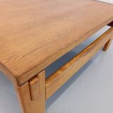 Vintage square coffee table in solid oak wood from the 60s 70s