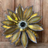 Applique murale fleur metal doré vintage