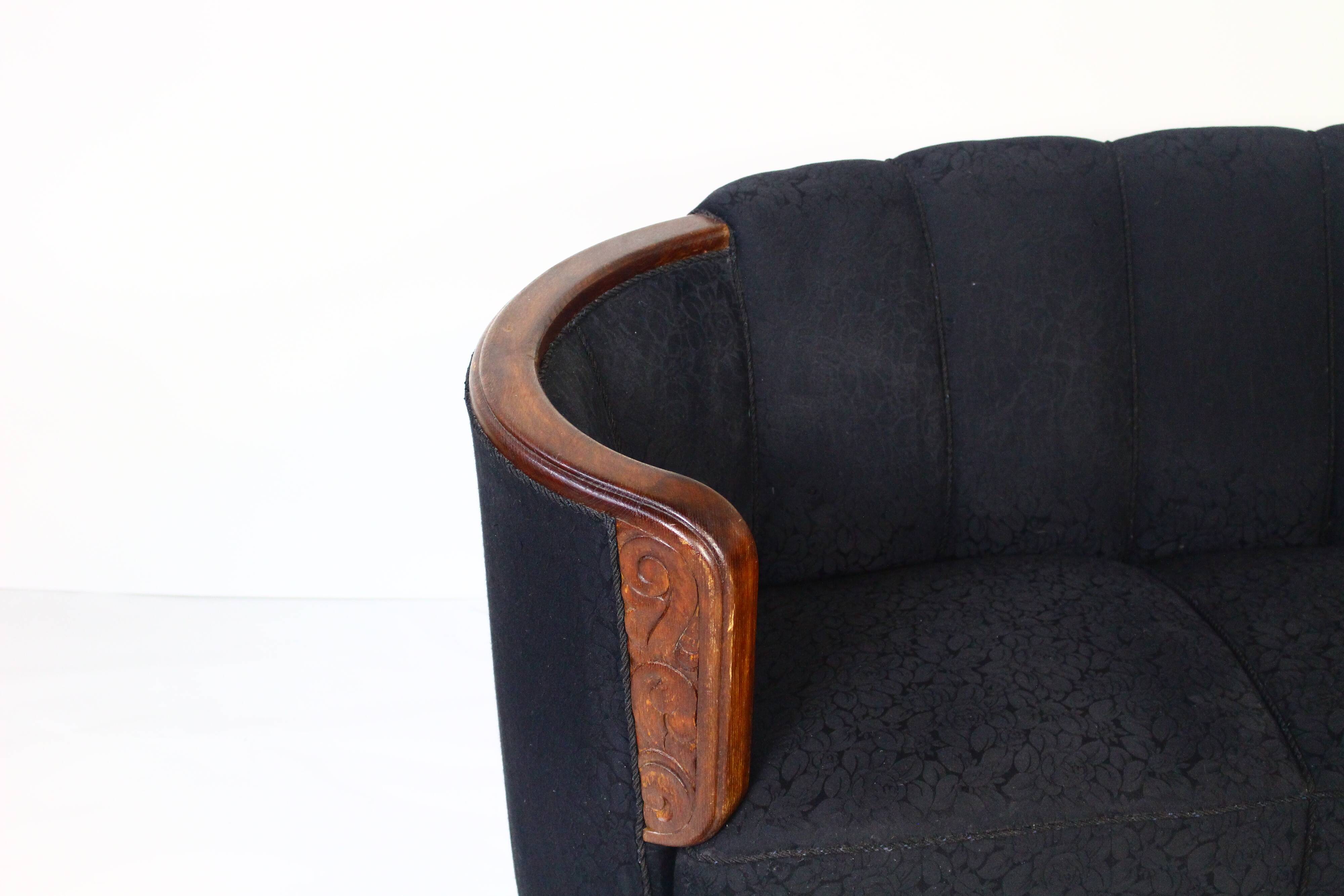 1930s Art Deco Curved Banana Sofa