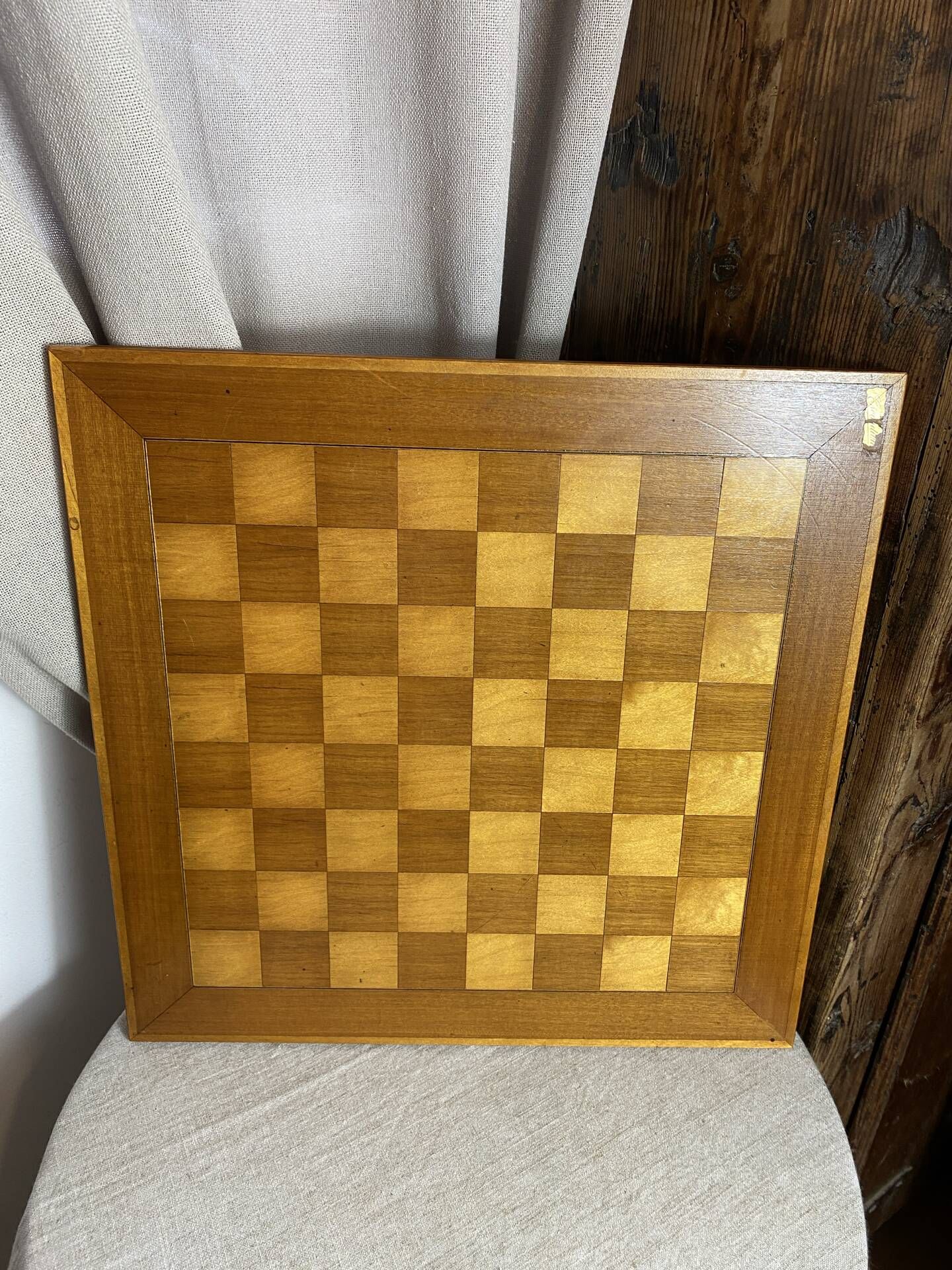Chess set with wooden board and pieces