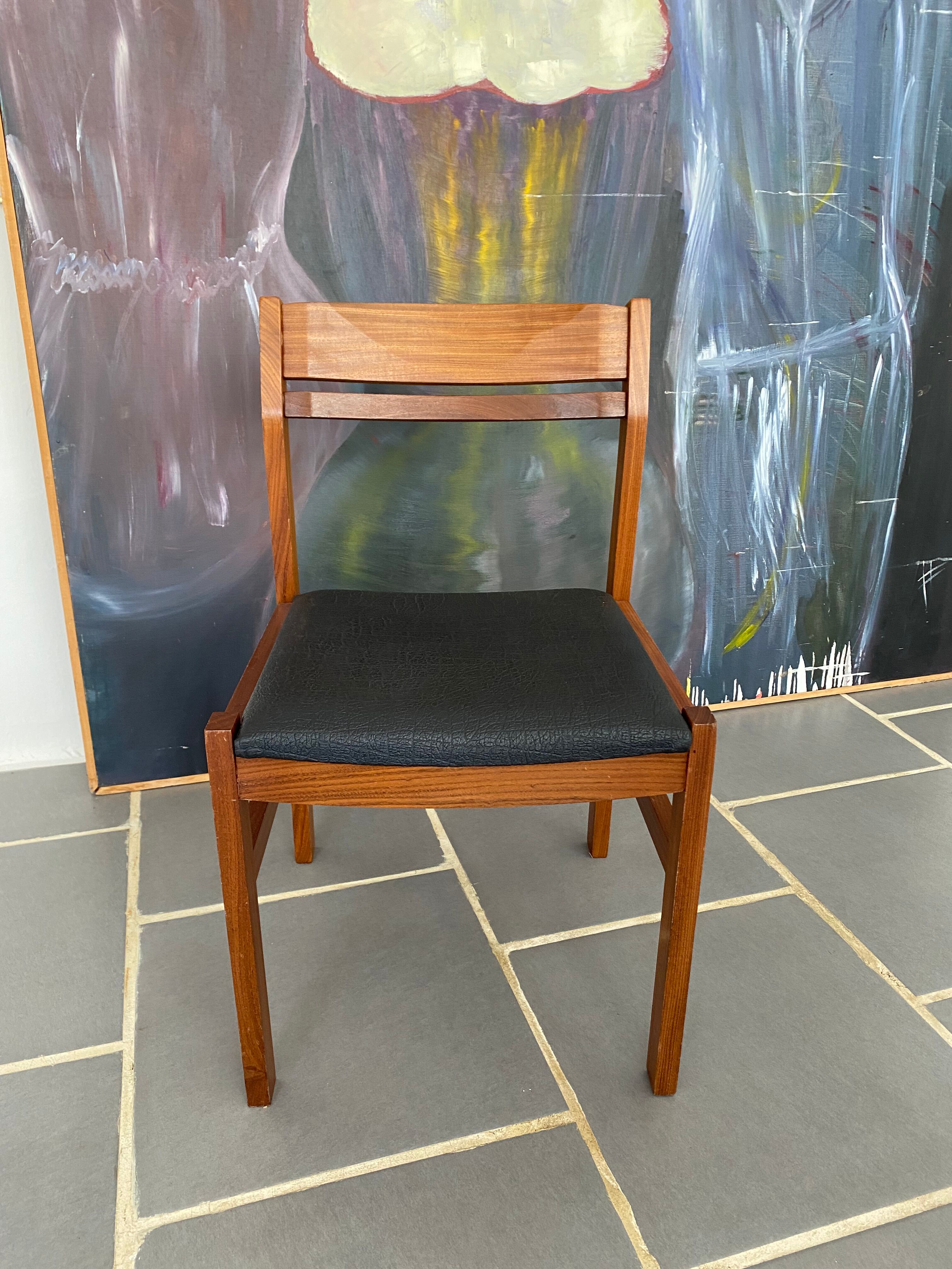 Set 4 Scandinavian teak chairs vintage 60s