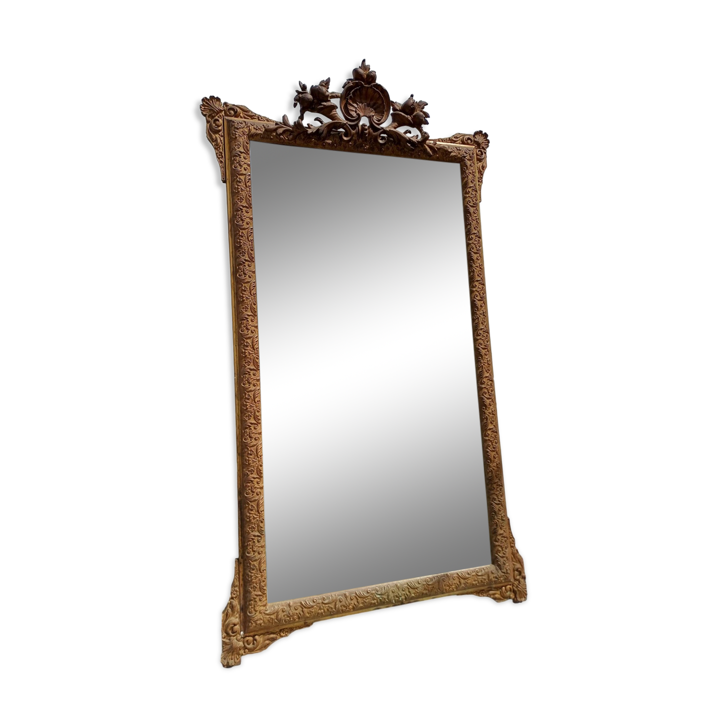 Miroir de Cheminée 19 éme en Bois et Stuk Doré