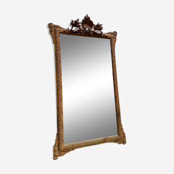 Miroir de Cheminée 19 éme en Bois et Stuk Doré