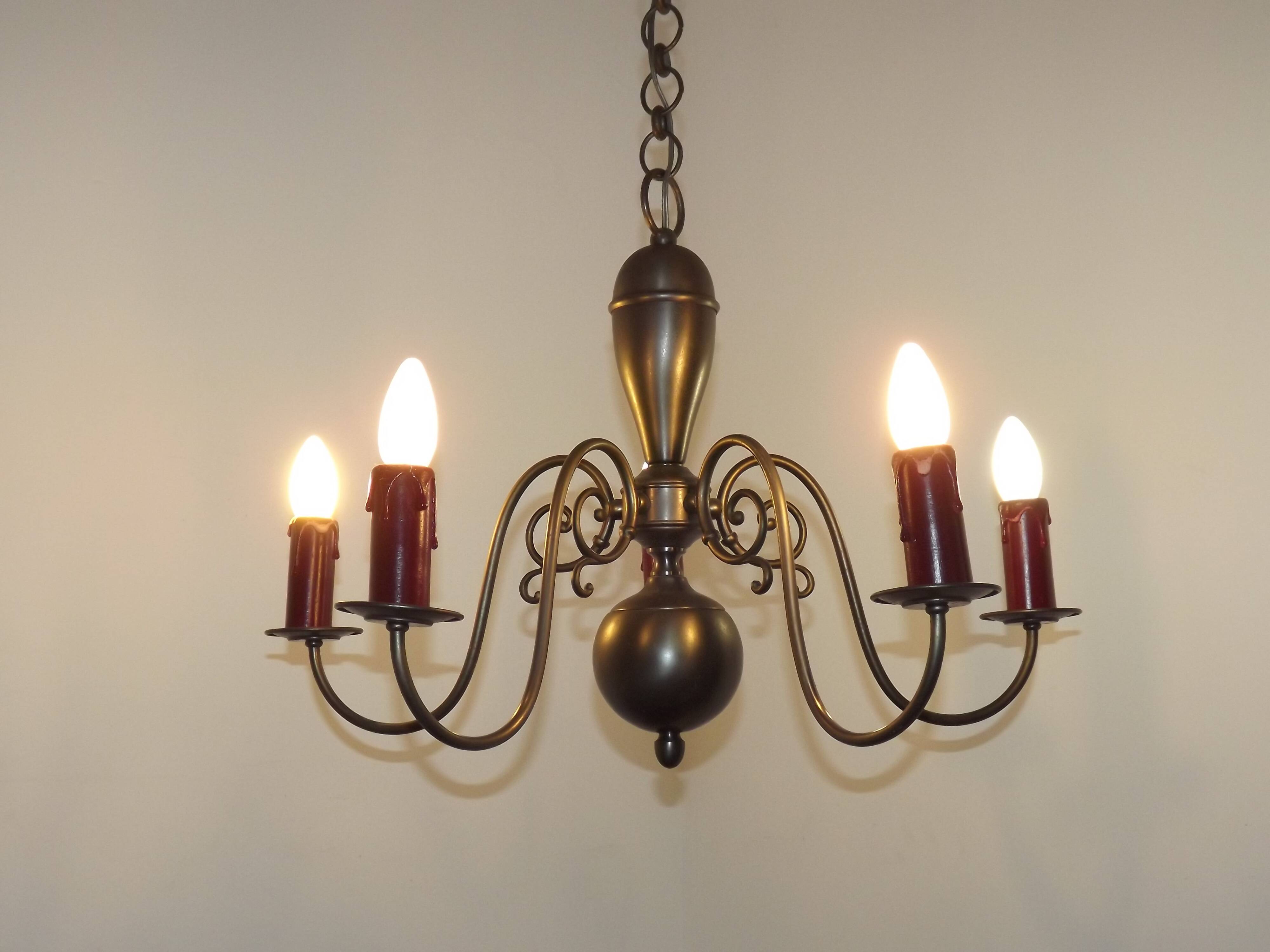Five-light Flemish chandelier in silver-plated metal 5181