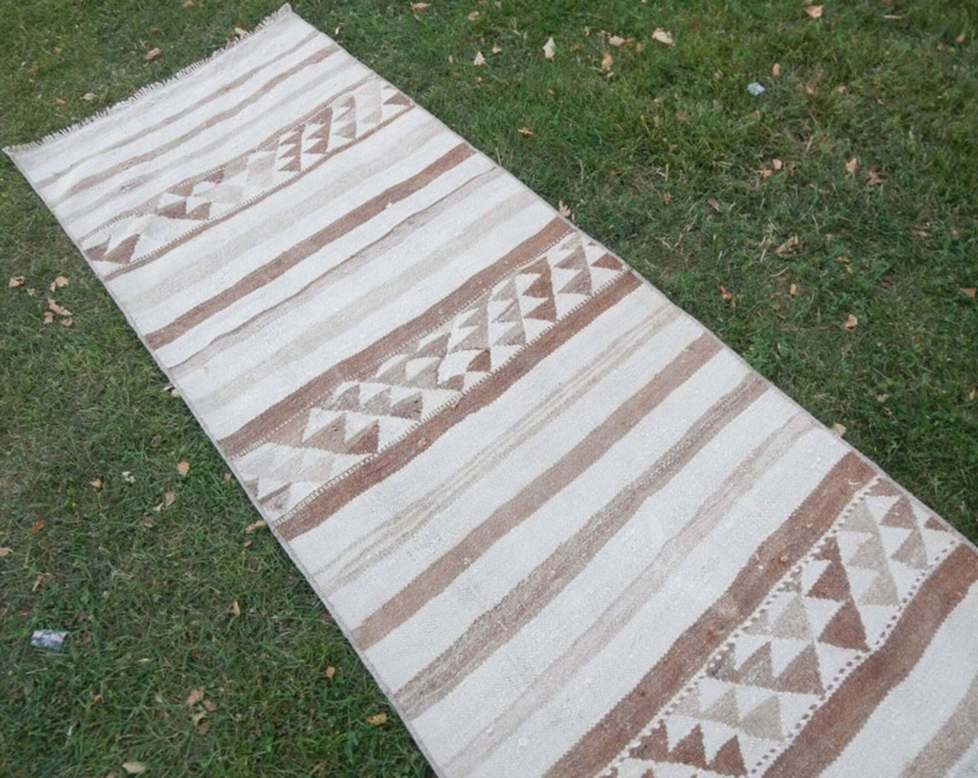 Vintage Turkish hallway rug 84x337 cm