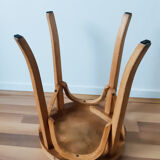 Vintage round kitchen stool, waxed bentwood, 50s, Baumann style