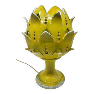 Yellow Ceramic Artichoke Lamp