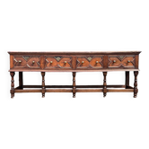 Antique 18th century solid oak Jacobean style sideboard