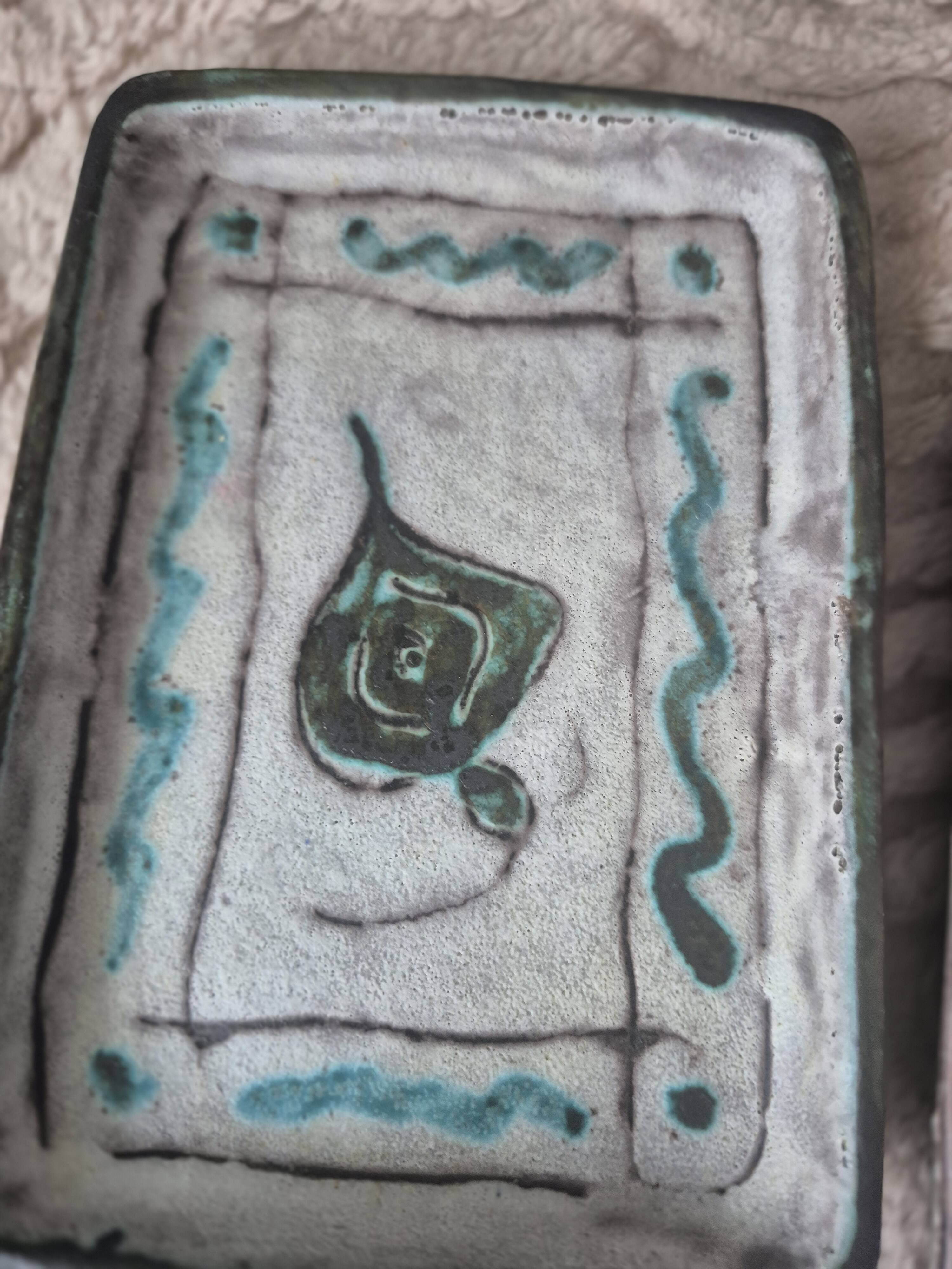 Massier Vallauris enamelled ceramic pocket emptier – polychrome floral decoration