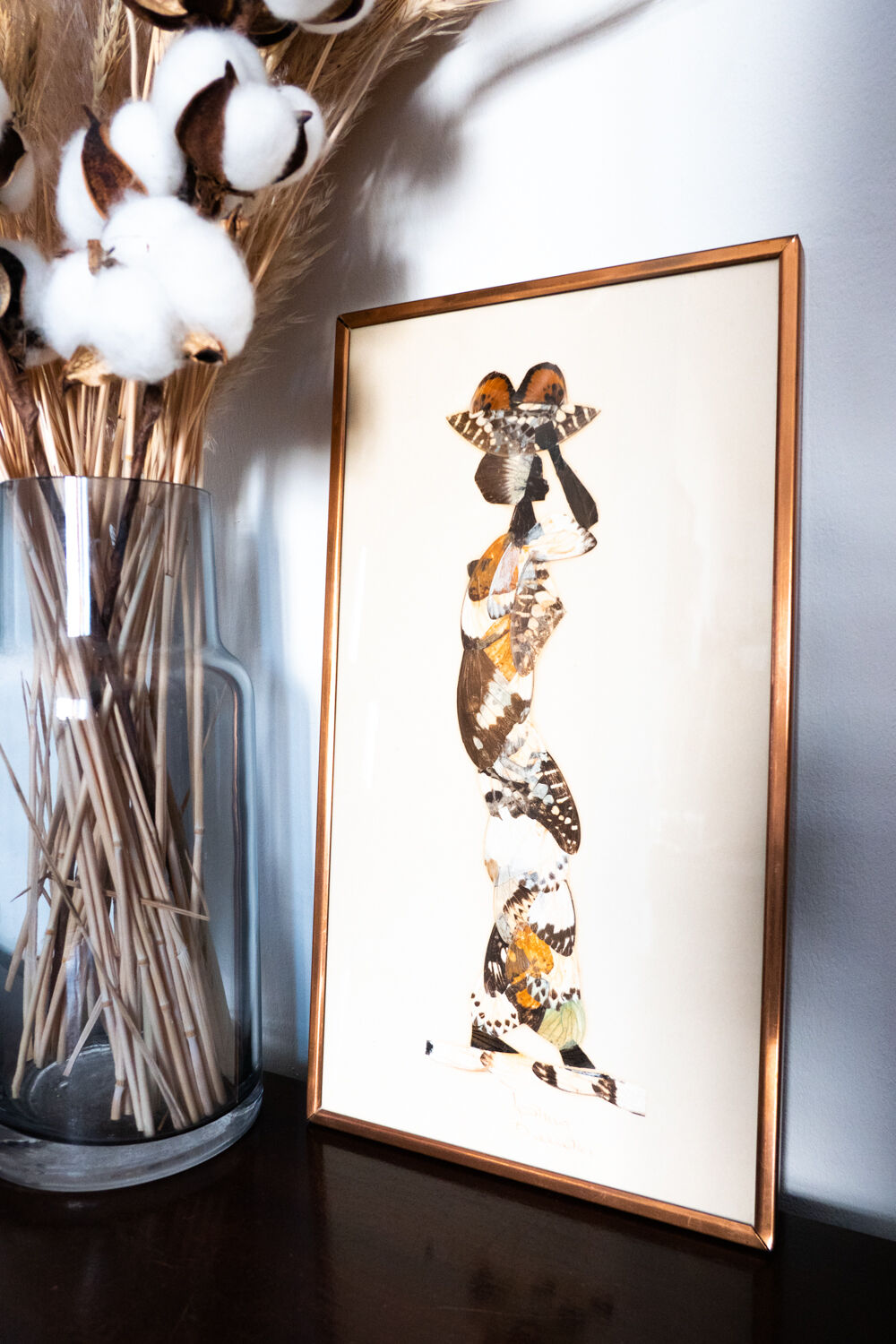 African painting in marquetry of butterfly wings