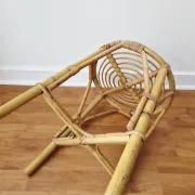 Vintage rattan stool in bohemian retro style - 1950s/1960s