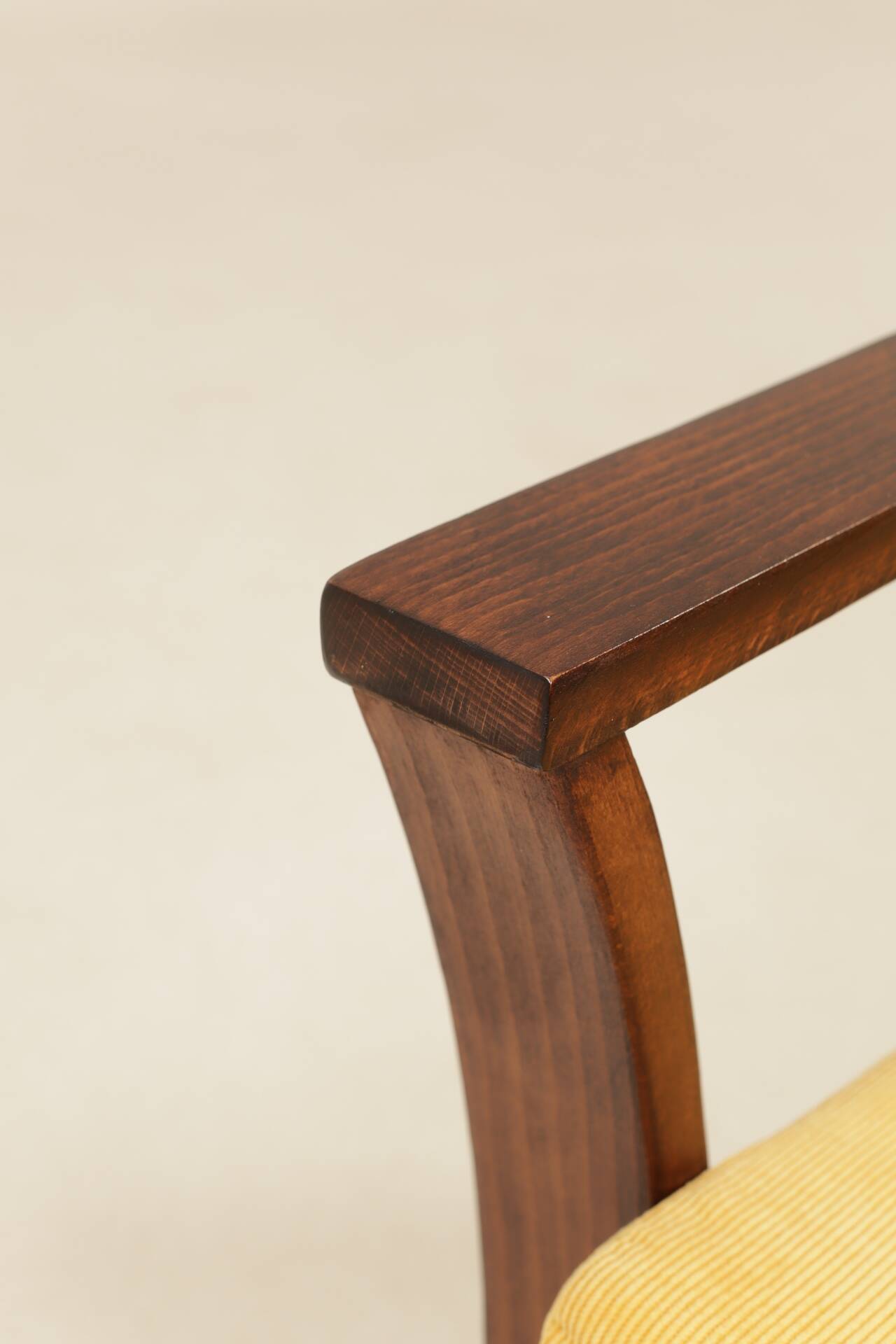 Pair of vintage curved beech armchairs, refurbished – Corduroy fabric