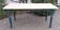 Antique kitchen table,19th c. French, pine, scrub top,blue painted legs