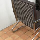 Fauteuil en cuir et chrome design italien année 70
