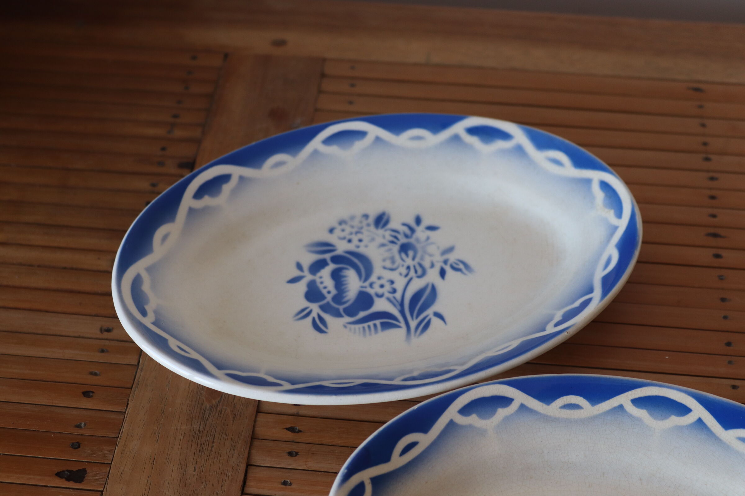 Deux raviers bleus "Odette" Digoin Sarreguemines