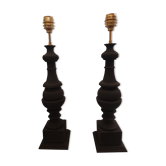 Pair of black baluster lamps