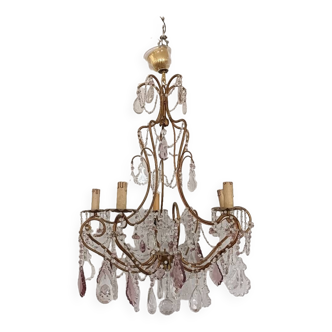 Chandelier with colored tassels